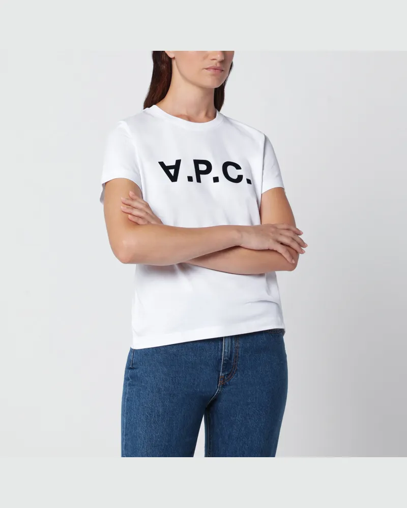 A.P.C. Weißes Baumwoll-T-Shirt mit Stickerei White