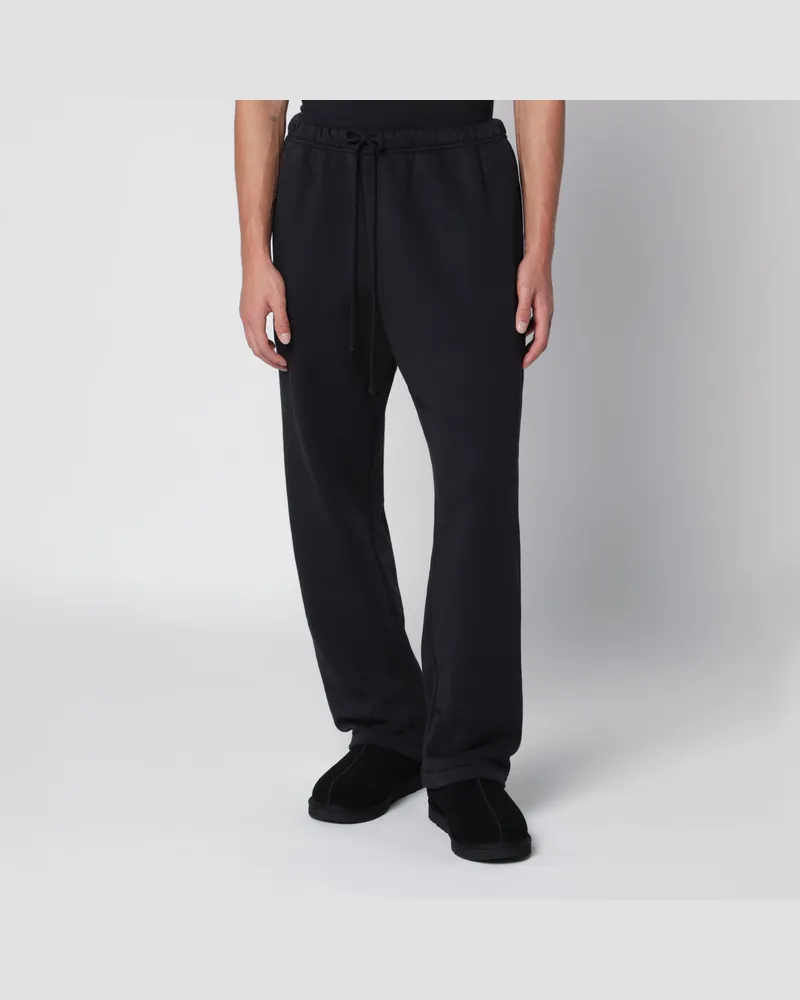 SKIMS Washed-schwarze Hose mit geradem Bein aus Baumwollfleece Black
