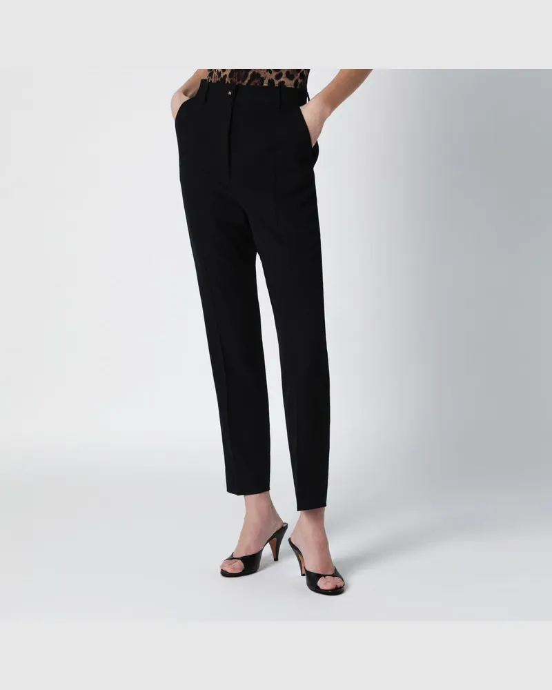 Dolce & Gabbana Schwarze Hose aus Woll-Canvas Schwarz