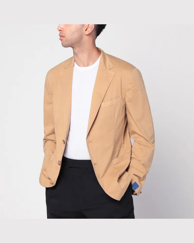 Biagio Santaniello Walnussfarbener Ein-Knopf-Blazer aus Baumwolle 