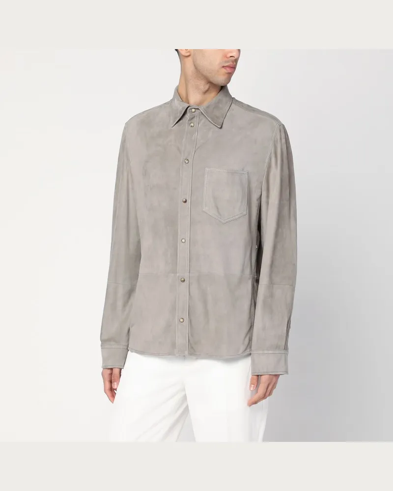 Brunello Cucinelli Khakifarbenes Hemd aus Leder Beige