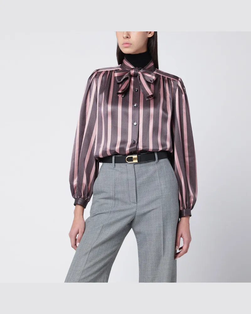 Valentino Garavani Gestreiftes Hemd aus Crêpe de Chine Pink