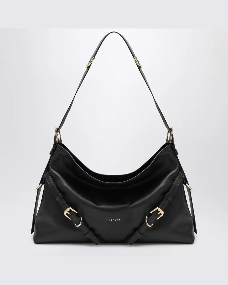 Givenchy Voyou mittelgroße schwarze Ledertasche Schwarz