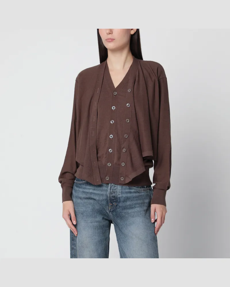 Christophe Lemaire Brauner Trompe l'oeil Cardigan aus Wollmischung Brown