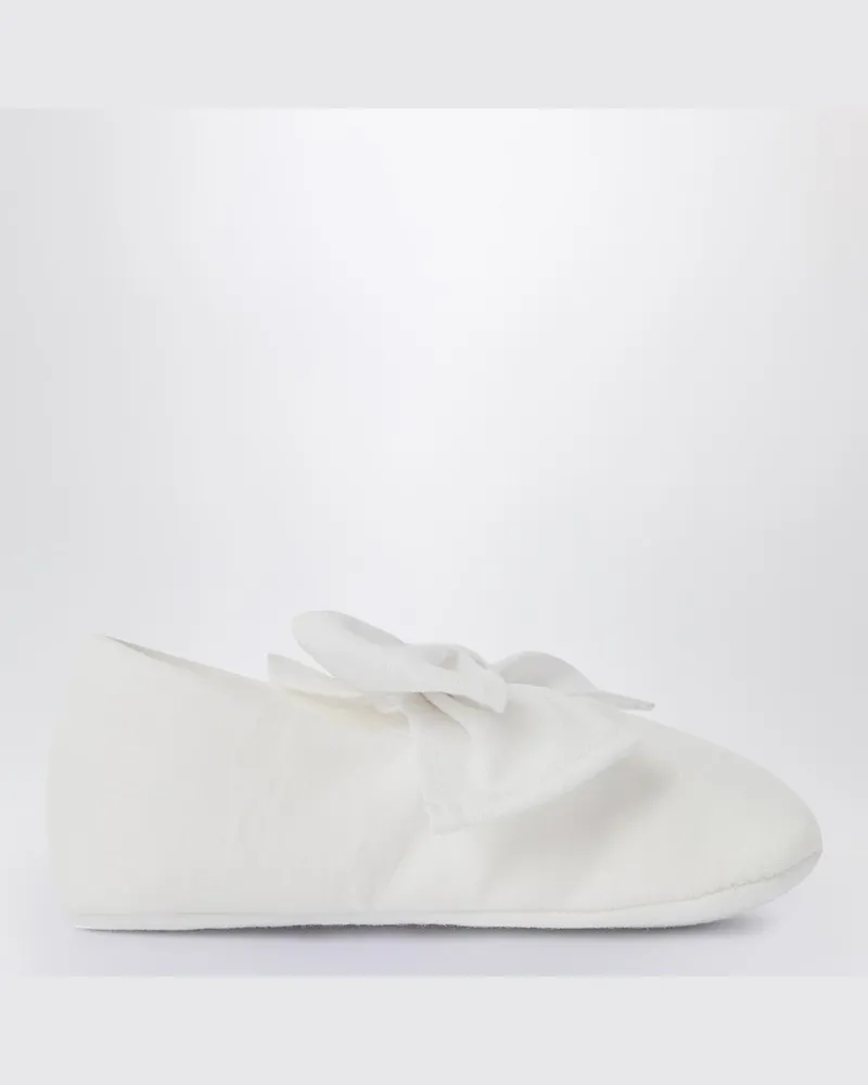Il Gufo Weiße Neugeborenen-Schuhe mit Schleife Weiß