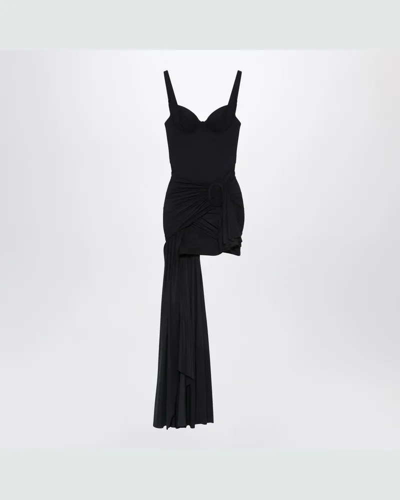 Balenciaga Schwarzes drapiertes Minikleid aus Jersey Black