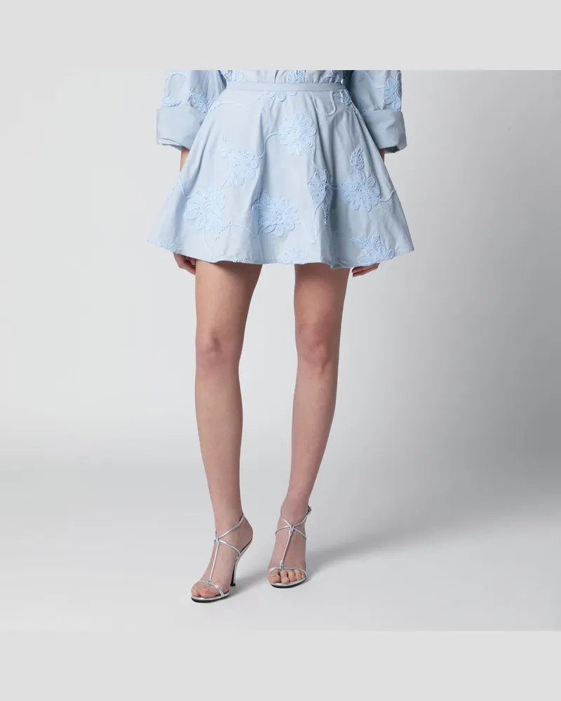 ROTATE Birger Christensen Minirock Flower mit Blumenapplikationen aus Baumwolle Light