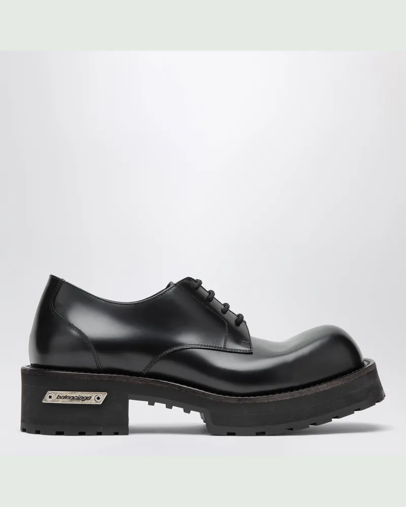 Balenciaga Denom Derby-Schuh aus Kalbsleder mit ultra-runder Kappe Black
