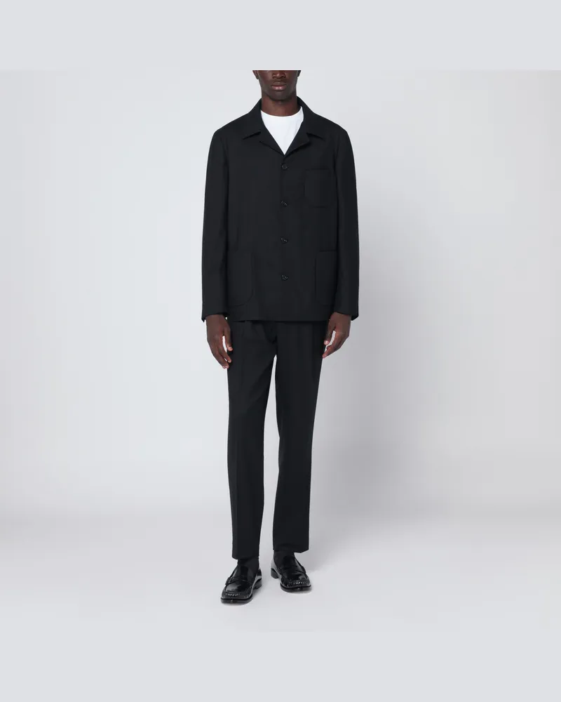 Biagio Santaniello Schwarzer einreihiger Anzug aus Wollmischung Black