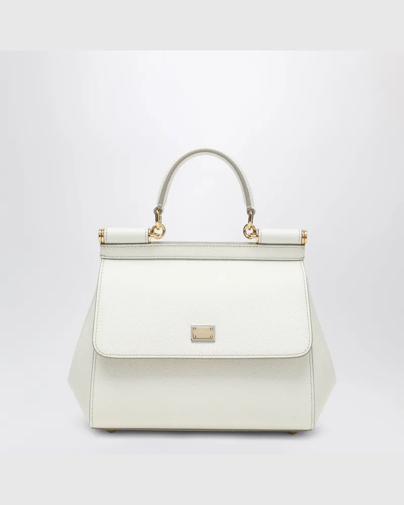 Dolce & Gabbana Sicily Handtasche in mittlerer Größe in Weiß White
