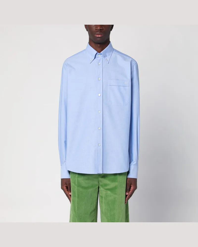 Valentino Garavani Hellblaues Button-Down-Hemd aus Baumwolle Hellblau