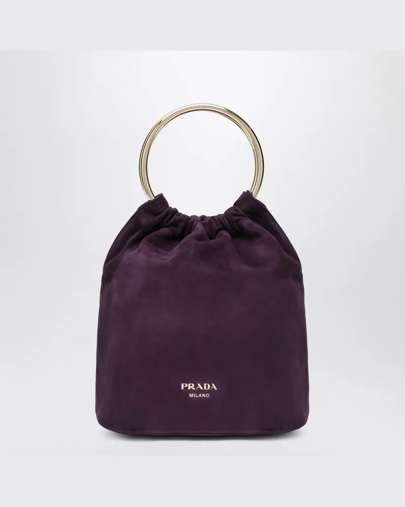 Prada Mini Beuteltasche aus pflaumenfarbenem Wildleder Violett