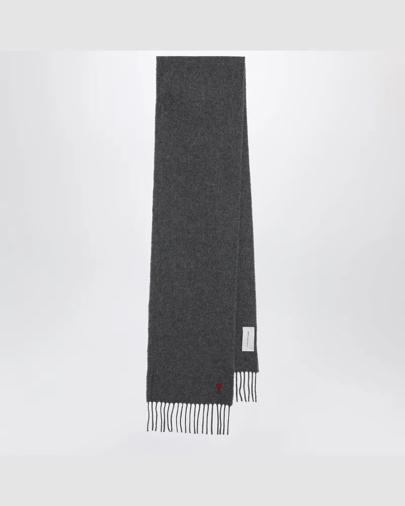 AMI Paris Grauer Schal Ami De Coeur aus Wolle Grey