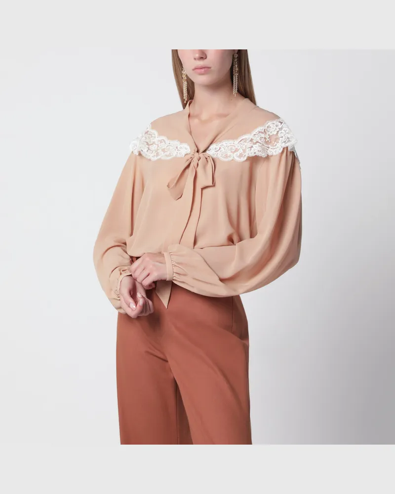 Chloé Hemd aus Seide und Spitze in Biscuitrosa Pink