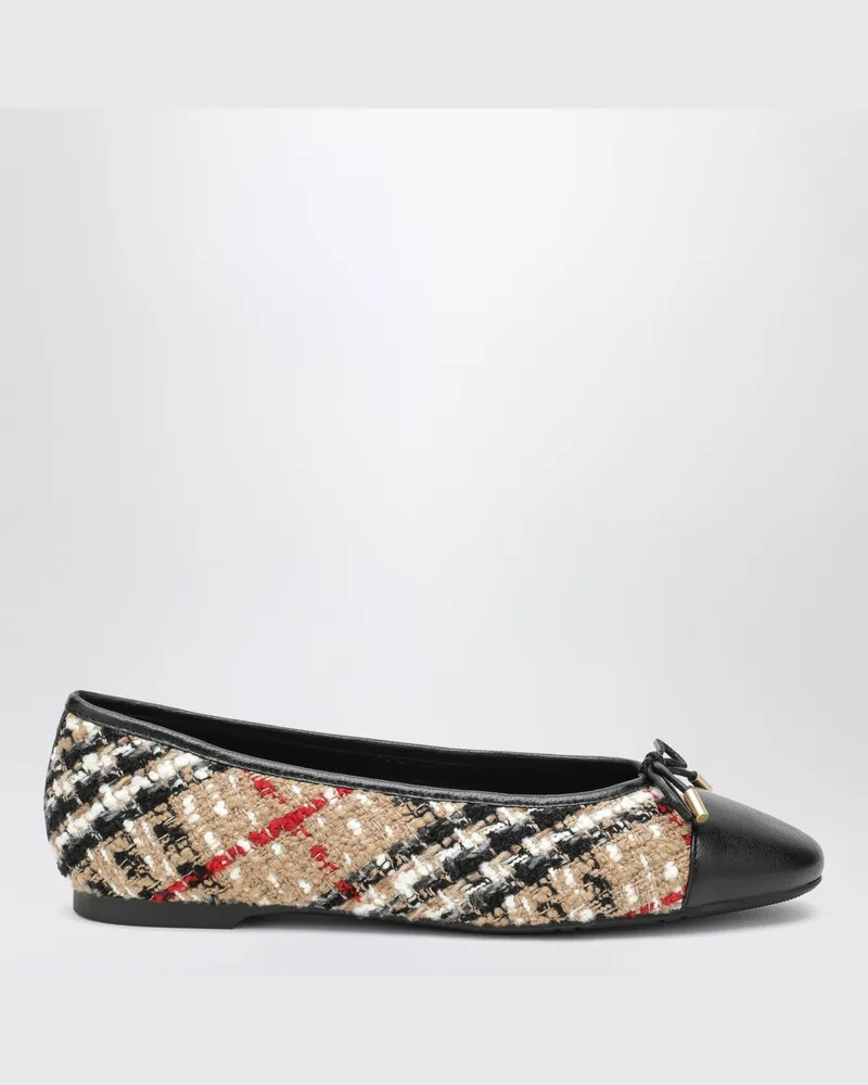 Burberry Beigefarbene Highgate-Ballerinas mit Bouclé-Karomuster Beige