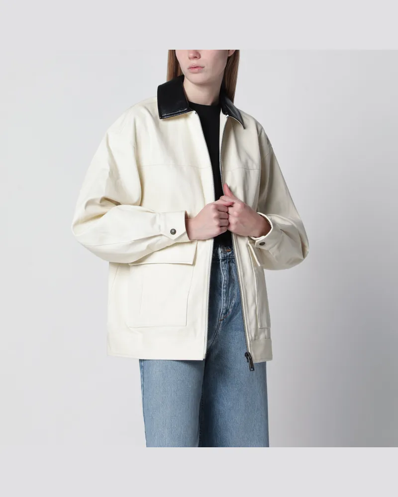 Anine Bing Jacke Holden aus Baumwolle in Weiß mit Kontrastkragen White