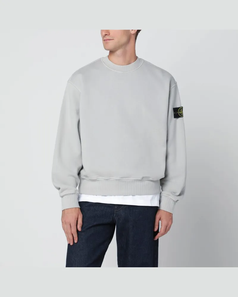 Stone Island Übergroßes perlgraues Sweatshirt mit Rundhalsausschnitt Grau