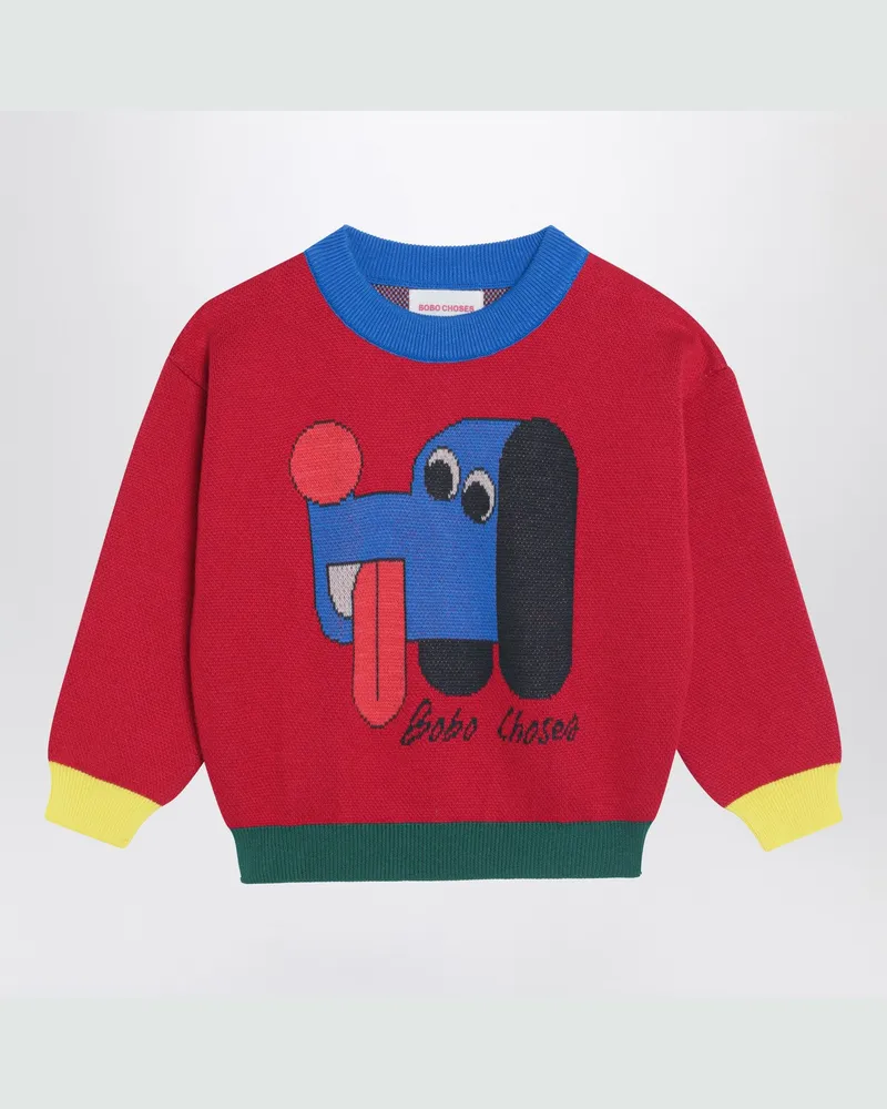 BOBO CHOSES Roter Pullover mit Logo-Intarsie Red