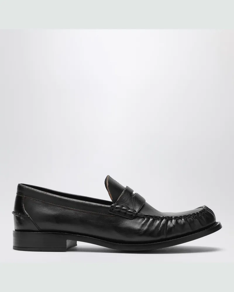 Prada Schwarze Loafer aus poliertem Leder Black