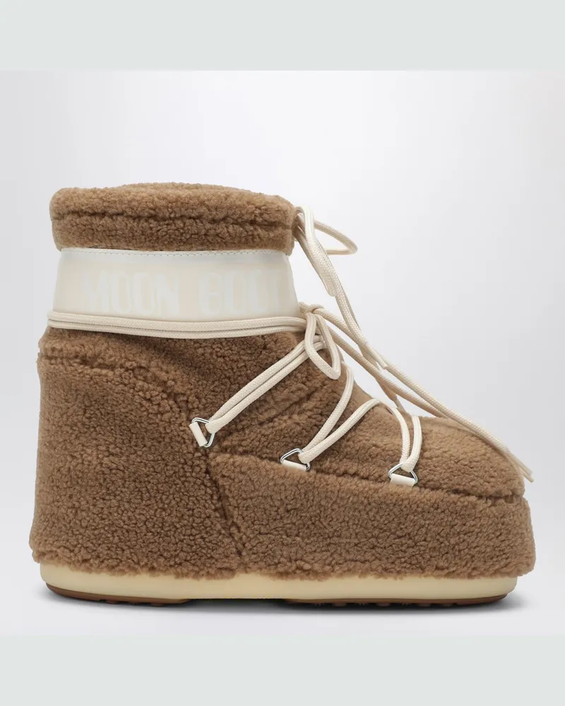 Moon Boot Icon Low Stiefel aus Kamel-Teddy-Stoff Beige