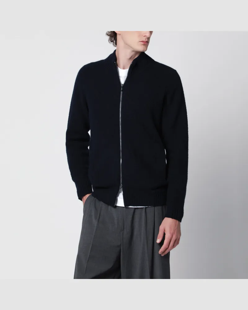 Drumohr  Blaue Strickjacke aus Wolle mit Reißverschluss Blue