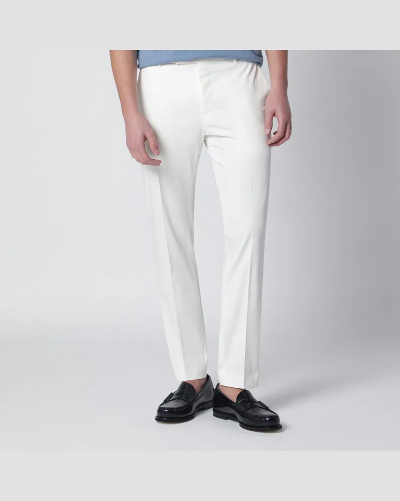 PT TORINO Weiße Slim-Fit-Hose aus Baumwollmischung White