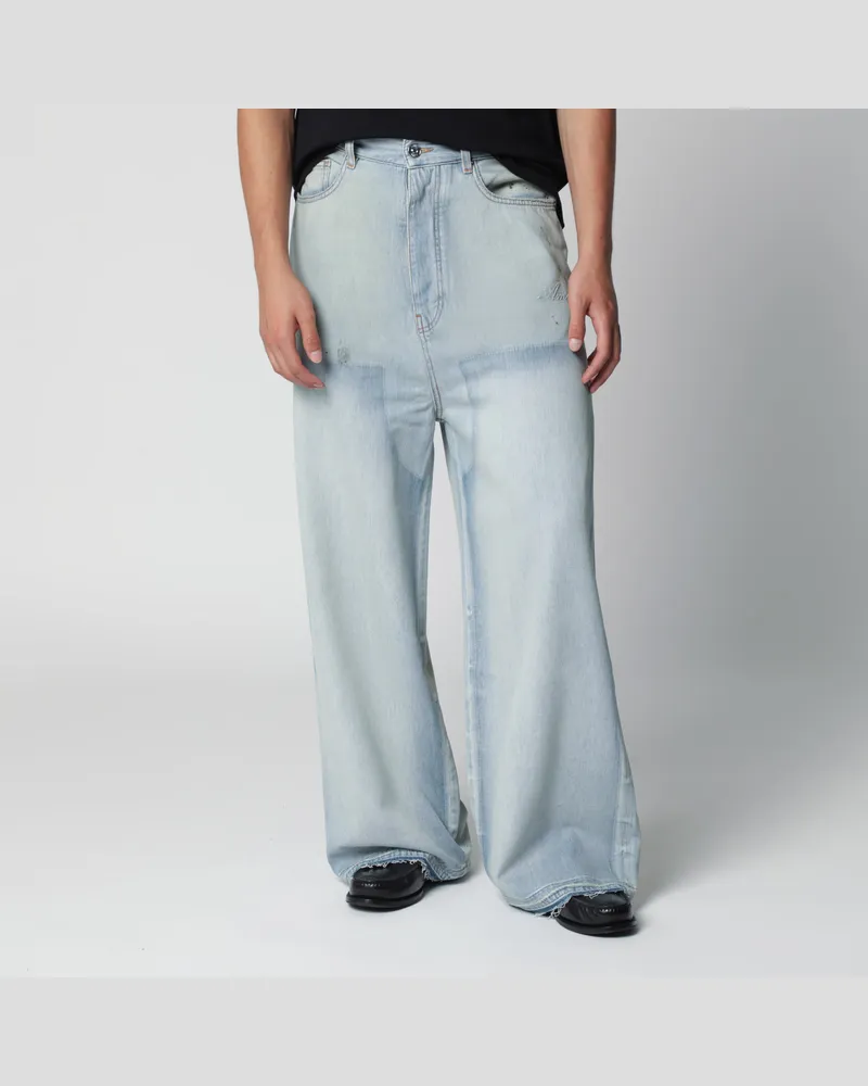 Amiri Weite hellblaue Jeans mit Used-Waschung Light