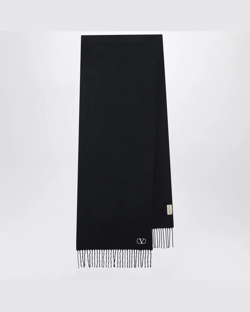 Valentino Garavani Navyblauer Schal mit VLogo-Stickerei Blue