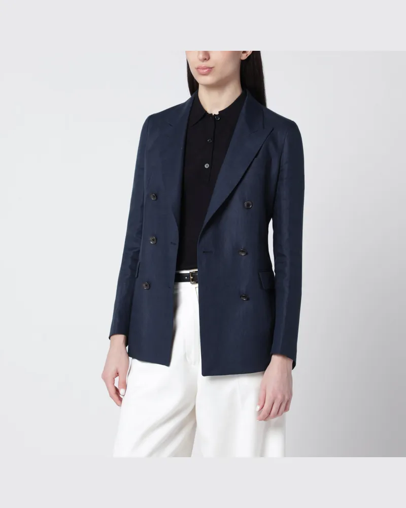 Tagliatore Zweireihige Jacke aus Leinen in Marineblau Blue