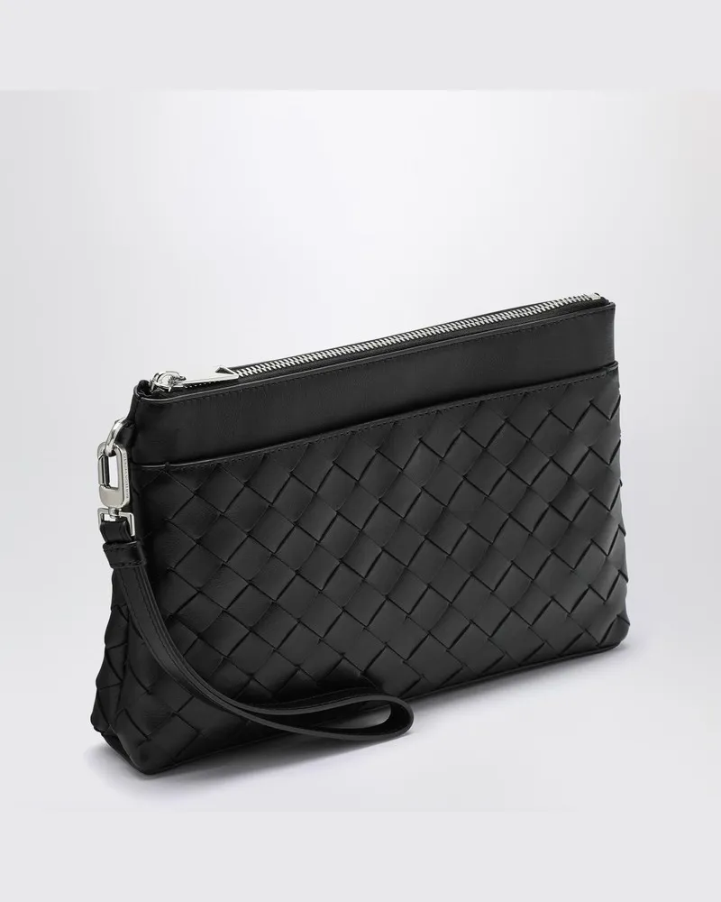 Bottega Veneta Schwarze Pochette-Tasche Prism mit Flechtmuster Schwarz