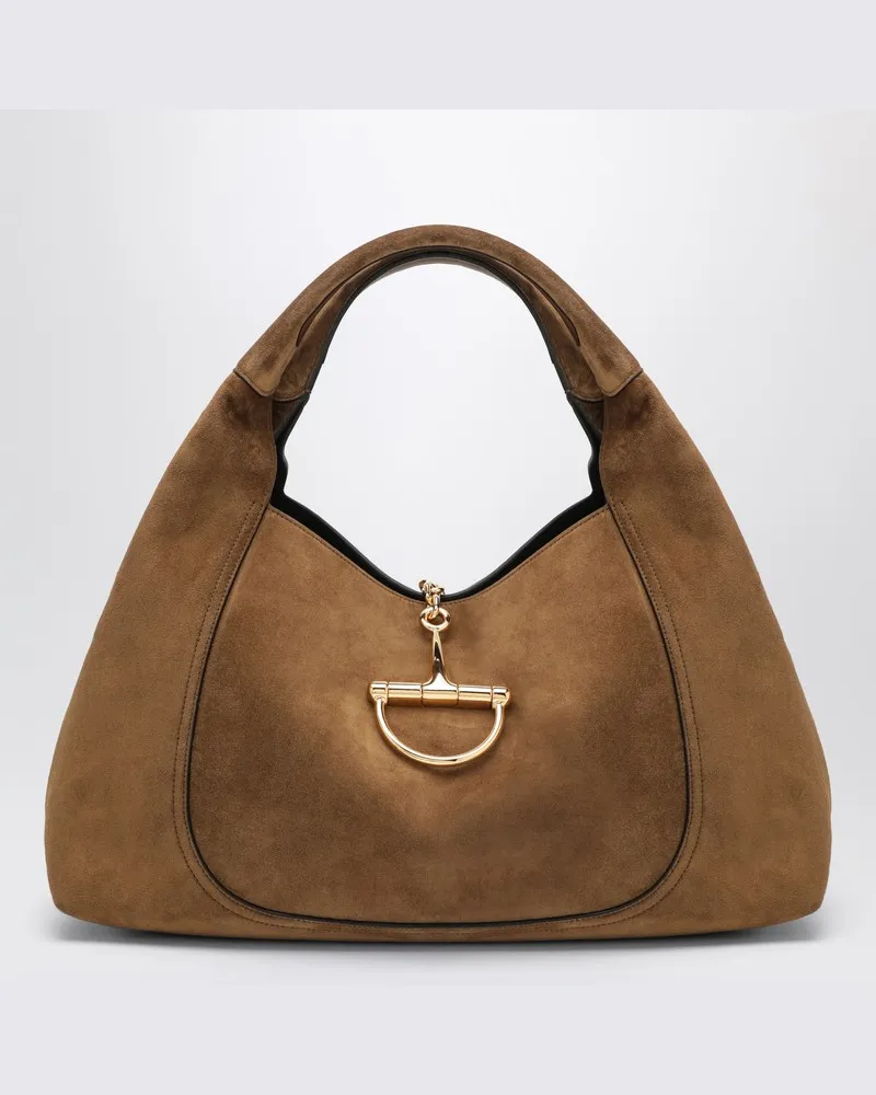 Gucci Softbit Maxi-Tasche aus braunem Wildleder Braun