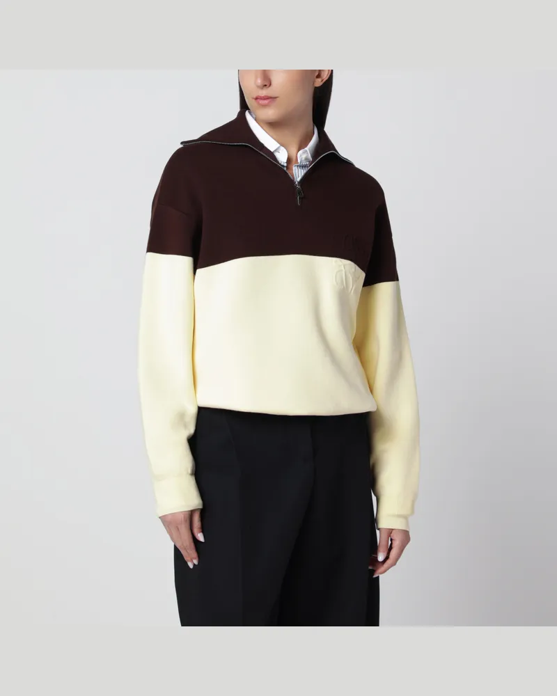 Loewe Zweifarbiges braun-gelbes Baumwoll-Sweatshirt Brown