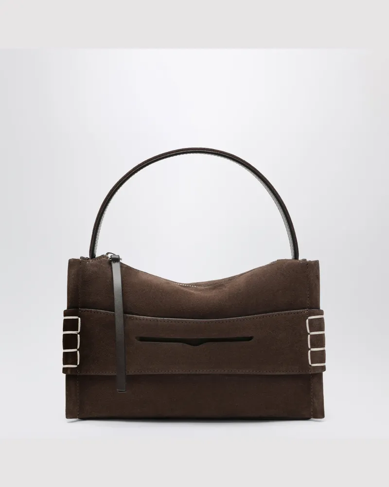 J.W.Anderson Kleine Loafer-Tasche aus braunem Veloursleder Brown