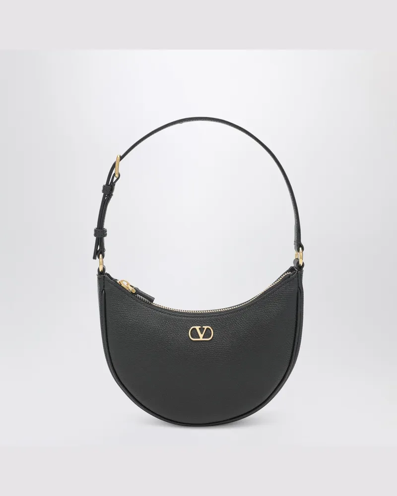 Valentino Garavani Vlogo Signature Mini Hobo Tasche aus schwarzem Leder Black