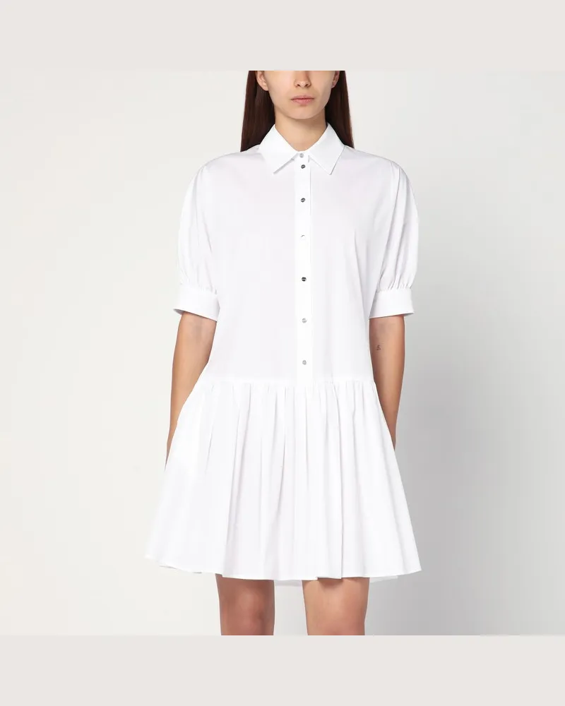 Max Mara Kurzes weißes Baumwollhemdkleid Weiß