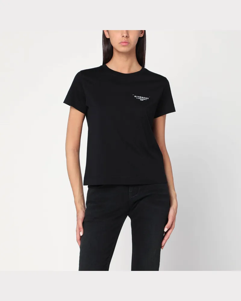 Givenchy Schwarzes Baumwoll-T-Shirt mit Logo Black