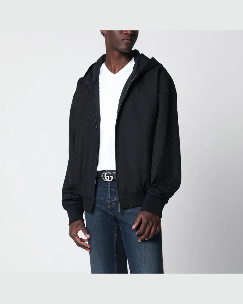 Gucci Baumwolljacke mit Reißverschluss, GG-Muster, blau Blue