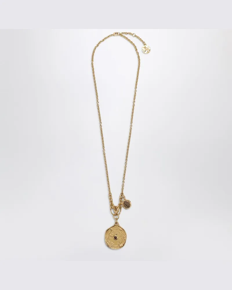 Chloé Goldene Halskette mit Tierkreiszeichen-Anhänger Gelb