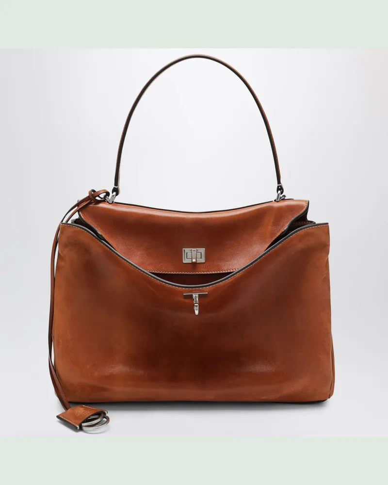 Balenciaga Mittelgroße Handtasche Rodeo aus Lammleder in Hellbraun Brown