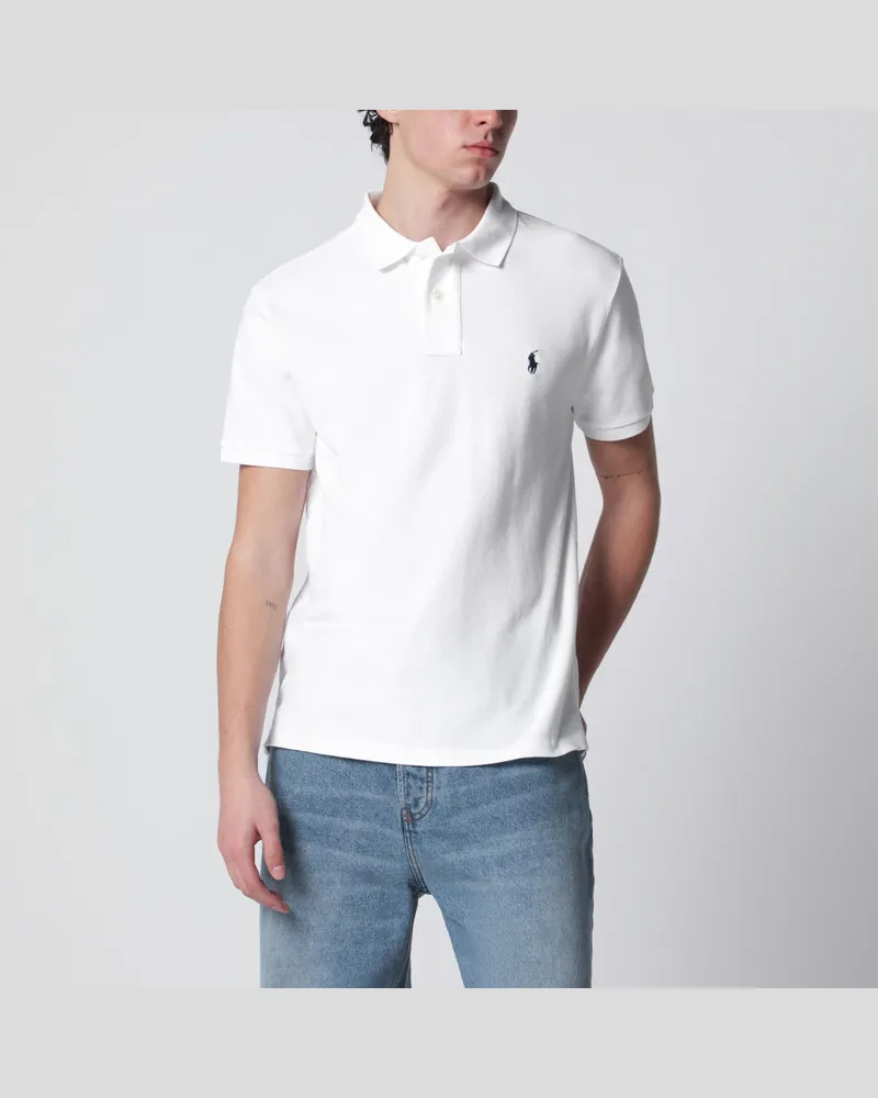 Ralph Lauren Weißes Custom Slim-Fit Poloshirt aus Baumwolle White