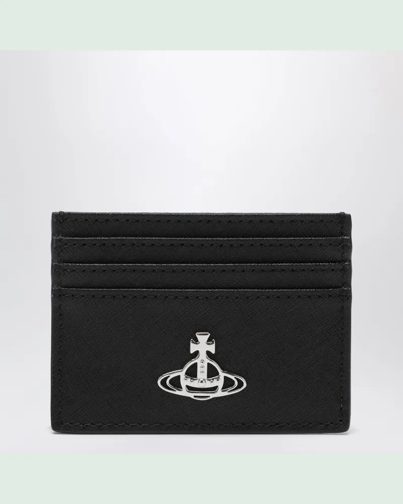 Vivienne Westwood Schwarzer Flat Kartenhalter aus Leder Black