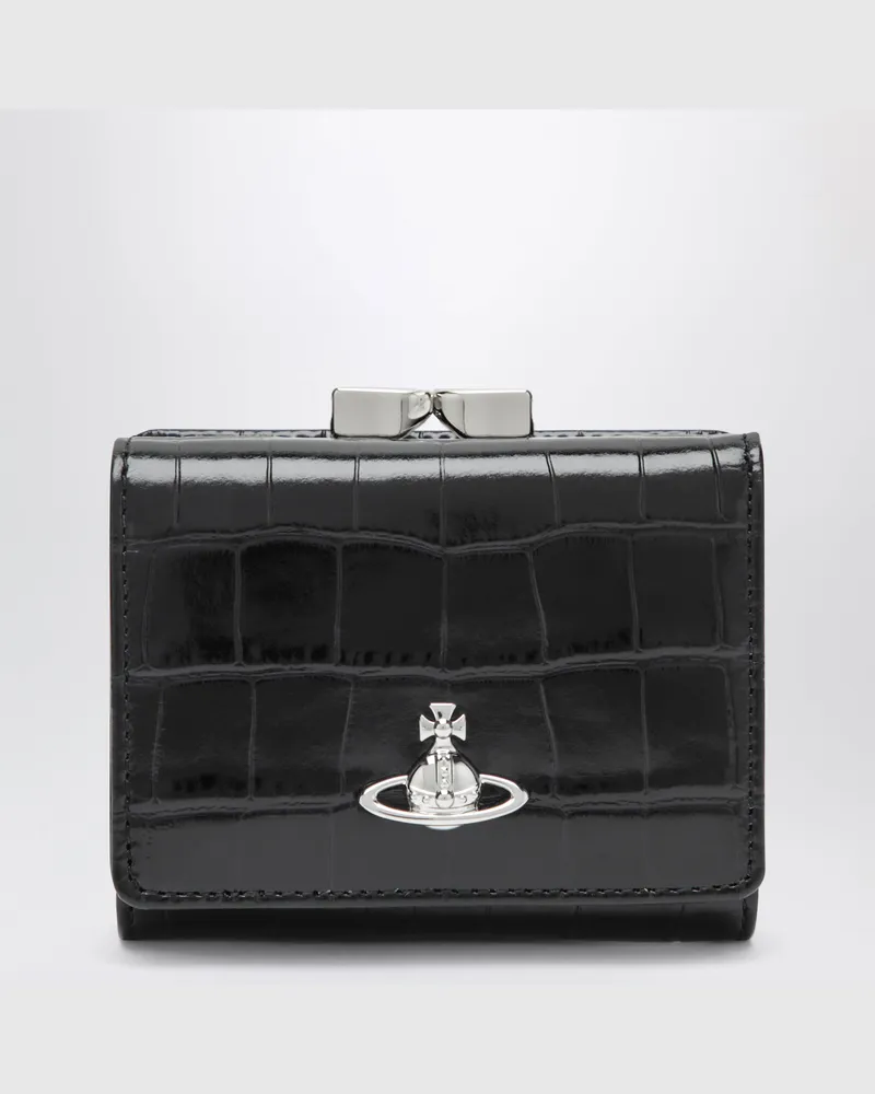 Vivienne Westwood Kleine schwarze Geldbörse aus Kalbsleder Black