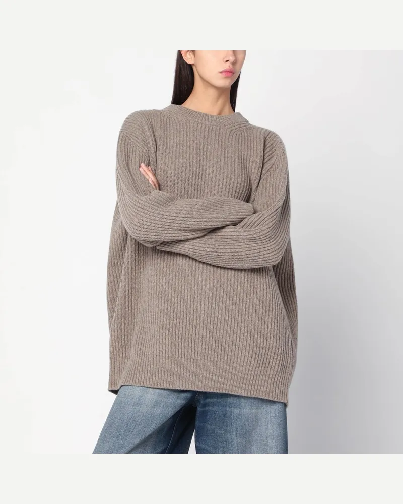 Maison Margiela Übergroßer beige gerippter Pullover Beige