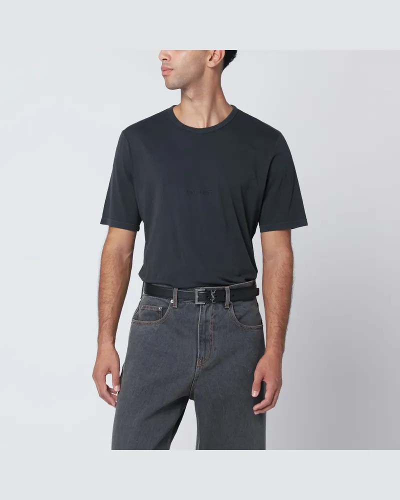 Saint Laurent Schwarzes ausgewaschenes T-Shirt aus Baumwolle Schwarz