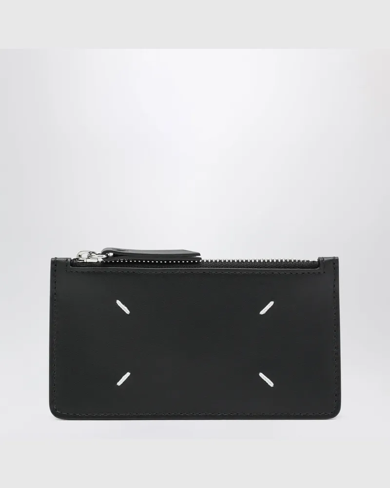 Maison Margiela Schwarzes Four Stitches Kartenetui mit Reißverschluss Black