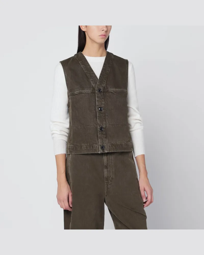 Christophe Lemaire Weste aus Moosgrün-Denim Grün