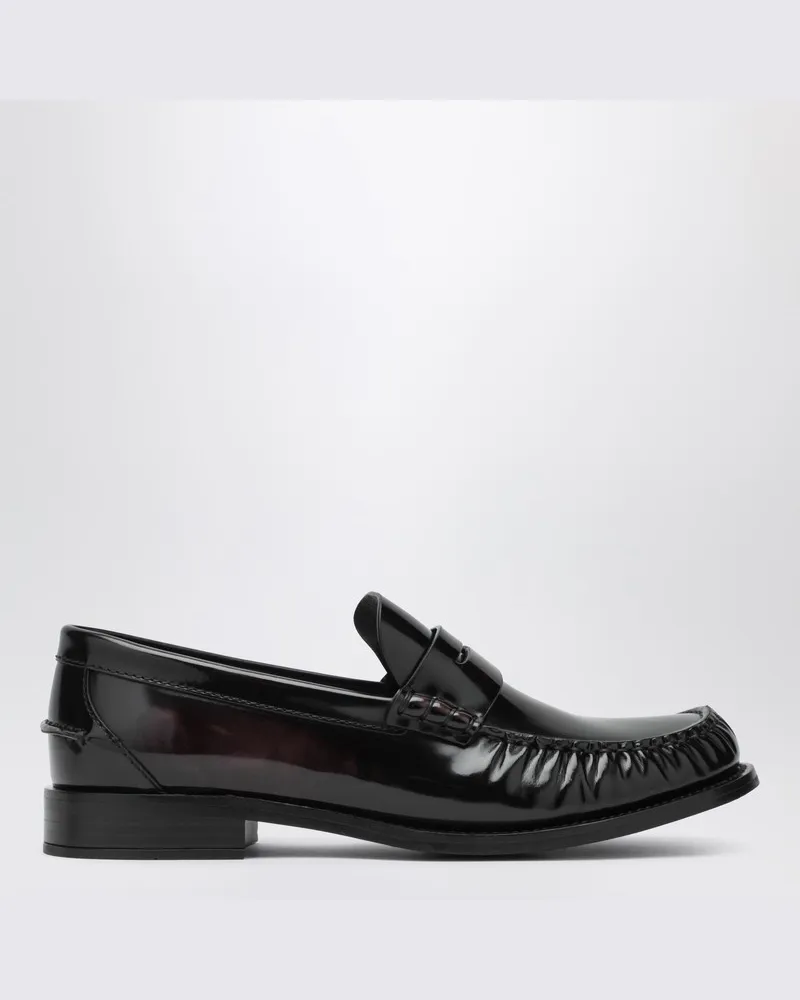 Prada Cordovanfarbene Loafer aus poliertem Leder Braun