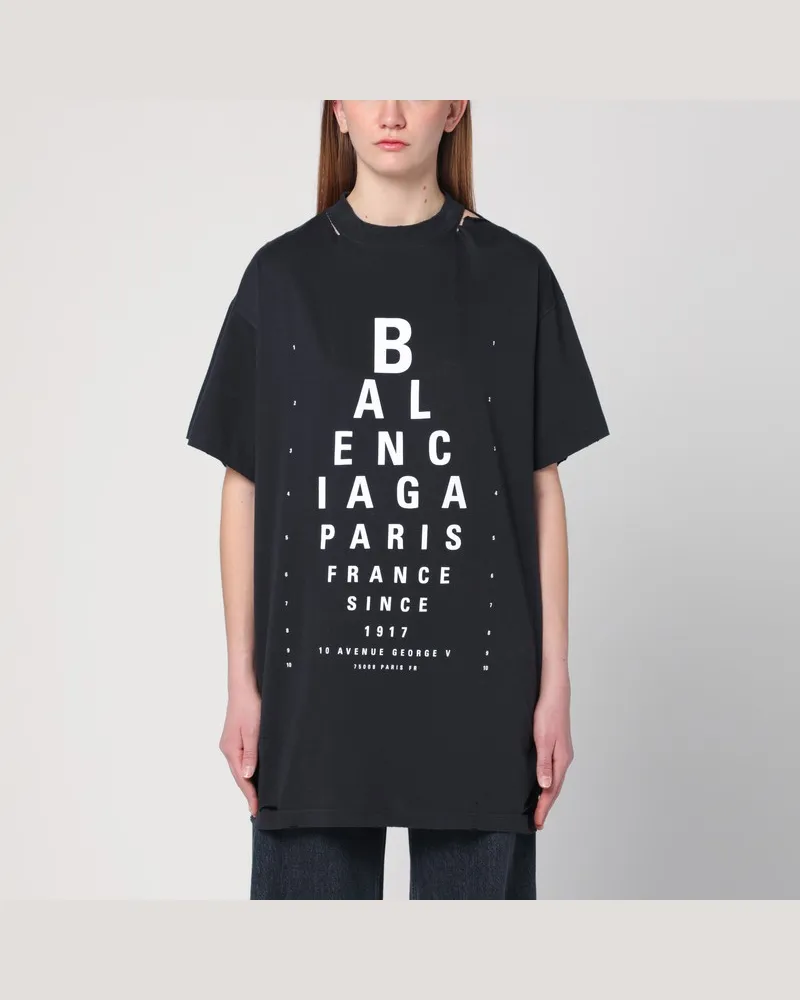 Balenciaga Schwarzes ausgewaschenes Oversize-T-Shirt Optical Schwarz