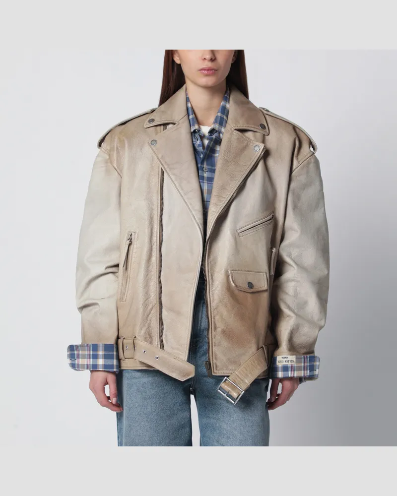 Golden Goose Beige Phoebe Lederjacke Beige