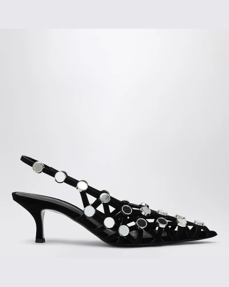 ATTICO Schwarze Slingback Grid Schwarz